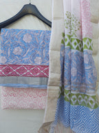 Sky blue color maheshwari silk suit with maheshwari silk dupatta