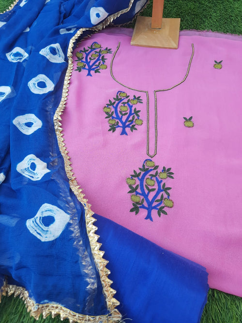 Georgette suit aari wotk