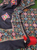 Patola print black color soft silk suit