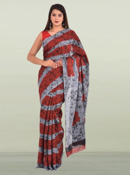 Cotton Batik Saree - Aaditri fab