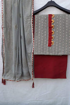 Grey Chanderi Weaving Suit
