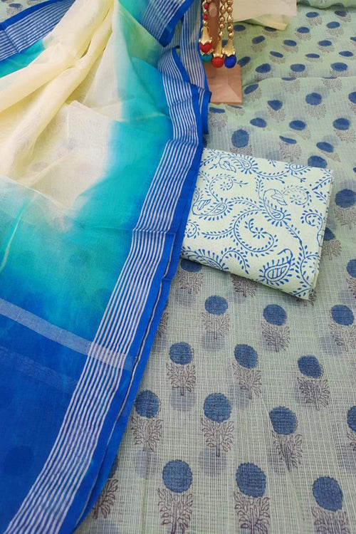 Fern Kota Doria Suit Material With Organza Dupatta