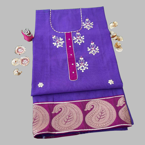 Purple Chanderi hand work Kurtis