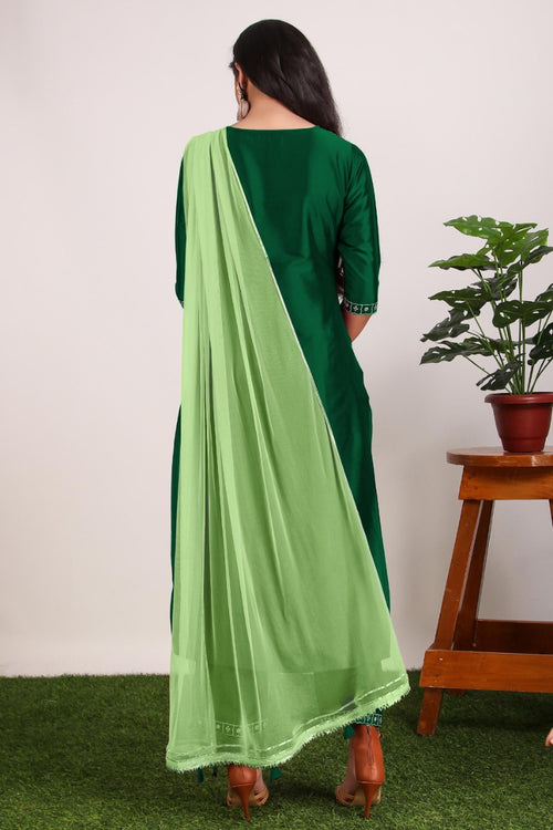 Soft silk suit with hand work