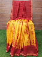 Yellow color shibori print Chanderi  Saree