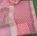 BEAUTIFUL PINK MAHESHWARI SUIT WITH ZARI BORDER DUPATTA