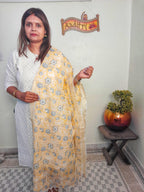 YELLOW DUPTTA WITH HAND BLOCK  PRINT