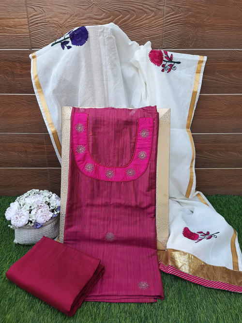 Resham silk suit with chanderi dupatta