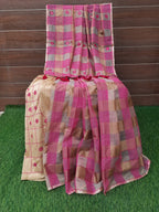 Soft Resham silk embroidery checks pattern  Saree - Aaditri fab