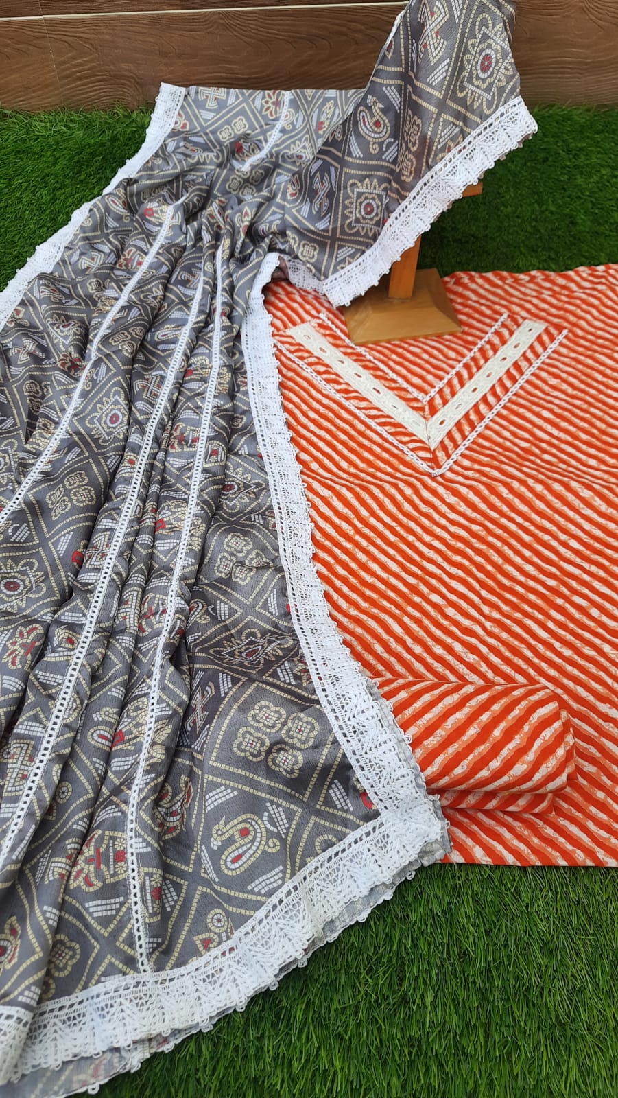 Hakoba chiken designer cotton suit with dupatta – Aaditri fab