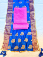 Pink color silk fabric with banarsi  silk dupatta