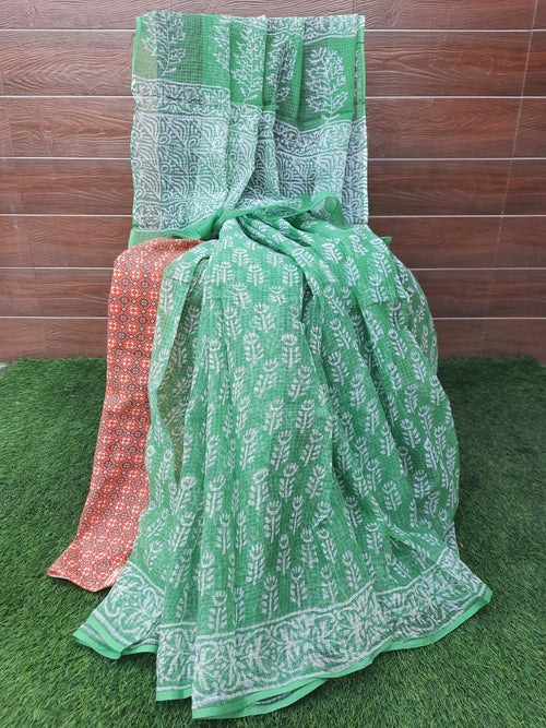 Pastel Color Block Print Kota Doriya Saree