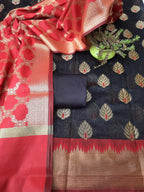 Black color banarsi dress material