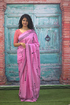 Pink Color Soft Mulmul Cotton Saree