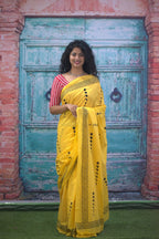 Yellow Color Soft Mulmul Cotton Saree