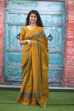 Mustard color Cotton  Saree - Aaditri fab