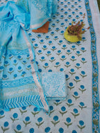 Mint blue color linen dress mateial