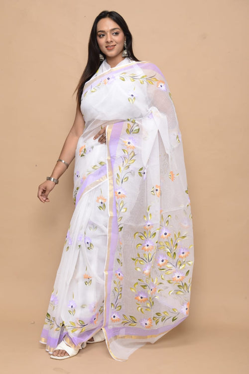 Kota Doria Hand Painted Saree