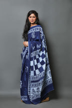 Blue color soft mulmul  cotton saree