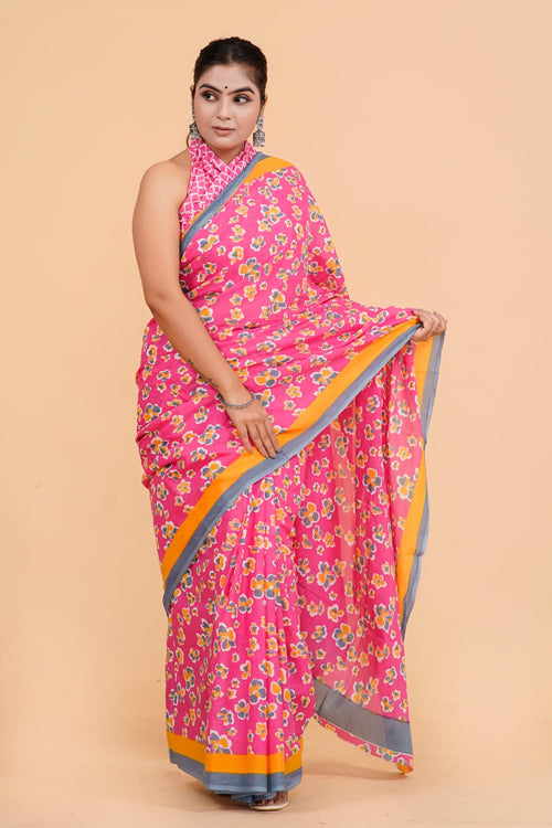 Floral print Soft mulmul cotton sare