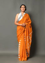 Mustard color soft cotton saree