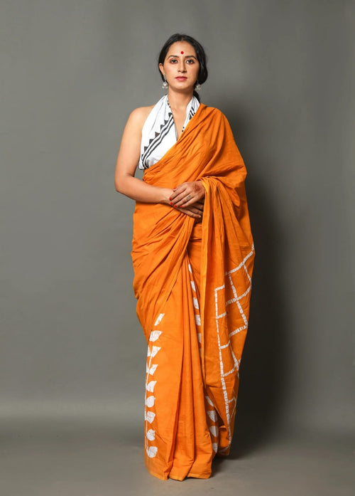 Mustard color soft cotton saree