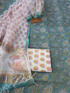kota doriya hand block print dress material