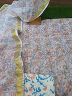 kota doriya hand block print dress material