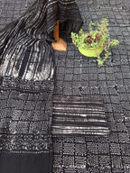 Black color  linen hand block  wax batik  suit
