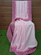 Beautiful Designer Handloom Cotton Pink Color Katha Weaved Saree