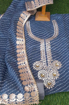 GRAY  COLOR LAHARIYA KOTA GOTTA PATTI SUIT