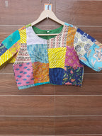 Basic multicolor cotton patch work blouse