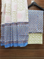 Pastel color Cotton suit with cotton mulmul dupatta