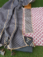 Chanderi Silk Dress Material With Kota  Dupatta