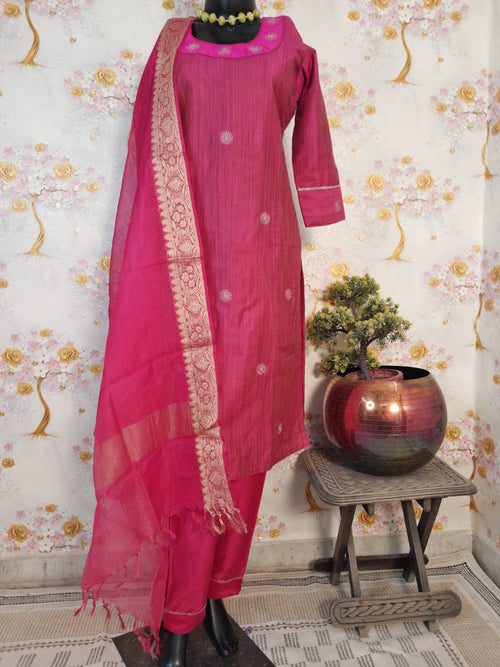 WINE COLOR  SOFT SILK  WITH KOTA SILK DUPATTA SUIT