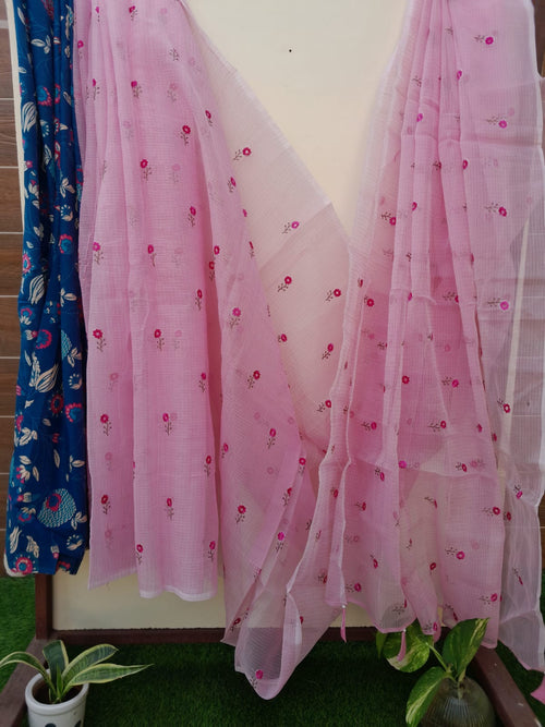 Light Pink Color Kota Doriya With  Embroidery Saree