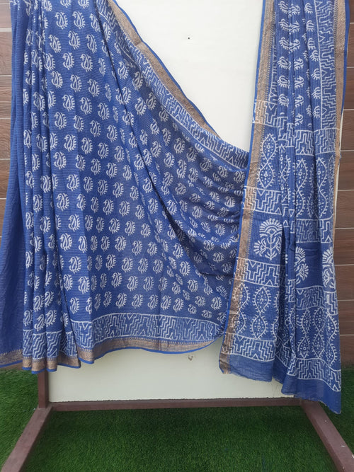 Blue Color  Mulmul Cotton Saree