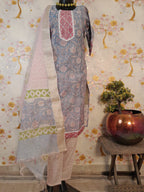 PASTEL SKY BLUE COLOR MAHESHWARI SILK  SUIT