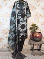 BLACK COLOR SHIBORI PRINT MAHESHWARI SILK SUIT