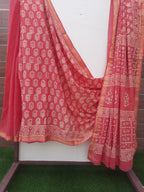 Dark Peach Color  Mulmul  Cotton Saree