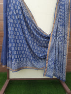 Blue Color Mulmul Cotton Saree