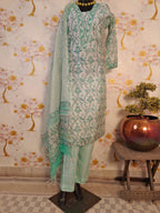 PERAL WHITE HANDLOOM CHANDERI SILK SUIT