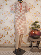 Peral White Chanderi  Silk Digital Print Suit