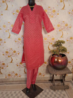 Beautiful  Peach Chanderi With Digital Print Suit
