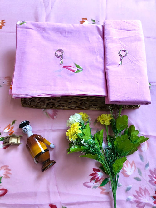 Lavender Color Cotton Suit With Chiffon Dupatta