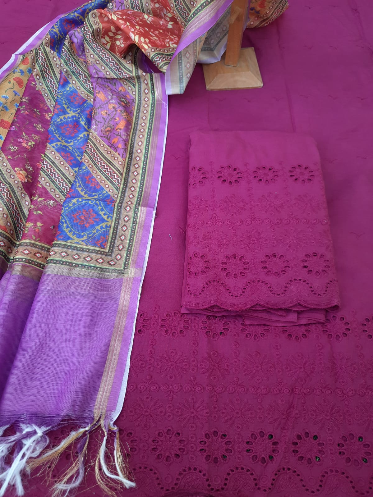 Wine color cotton with hakoba embroidery – Aaditri fab