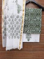 Pastel Green Cotton Batik Print Dress material