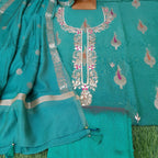 Green Color Gota Patti  Banarsi Tifli Meena Kari  Buti With  Chanderi Zari Border Dupatta