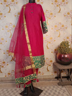 Rani colour designer with green embroidery patch work suit