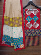 Designer patch work  cotton suit with patch work dupatta